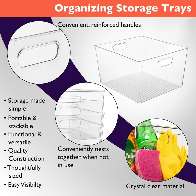 ClearSpace Clear Plastic Storage Bins – XL 8 Pack Perfect Kitchen or Pantry Organization Fridge Organizer and Storage Bins, Cabinet Organizers - Image 4